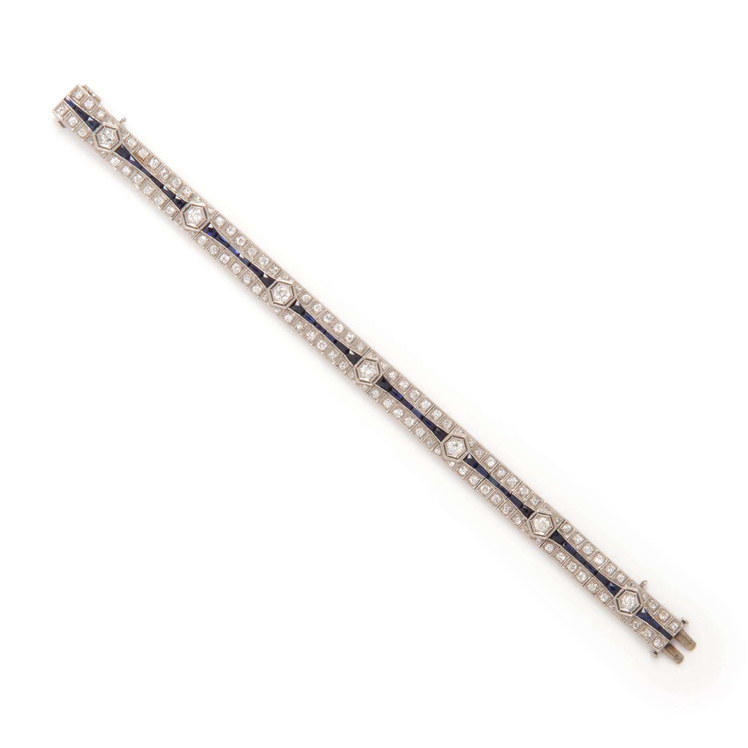 ART DECO, DIAMOND AND SYNTHETIC SAPPHIRE BRACELET