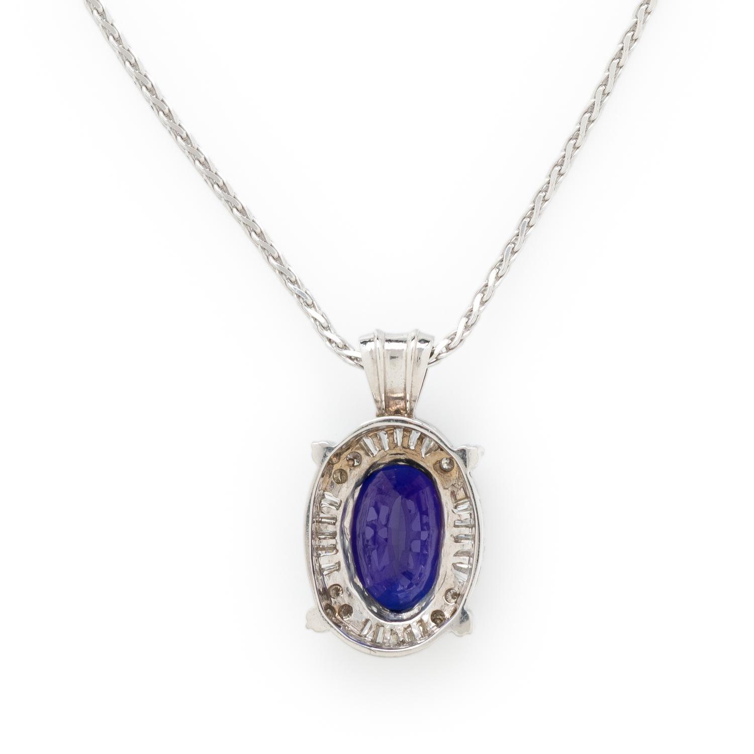 TANZANITE, DIAMOND, AND WHTE GOLD PENDANT NECKLACE