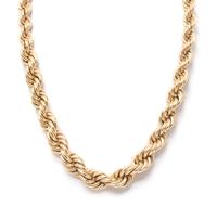 A Yellow Gold Graduated Rope Chain Necklace. 21.90 dwts.