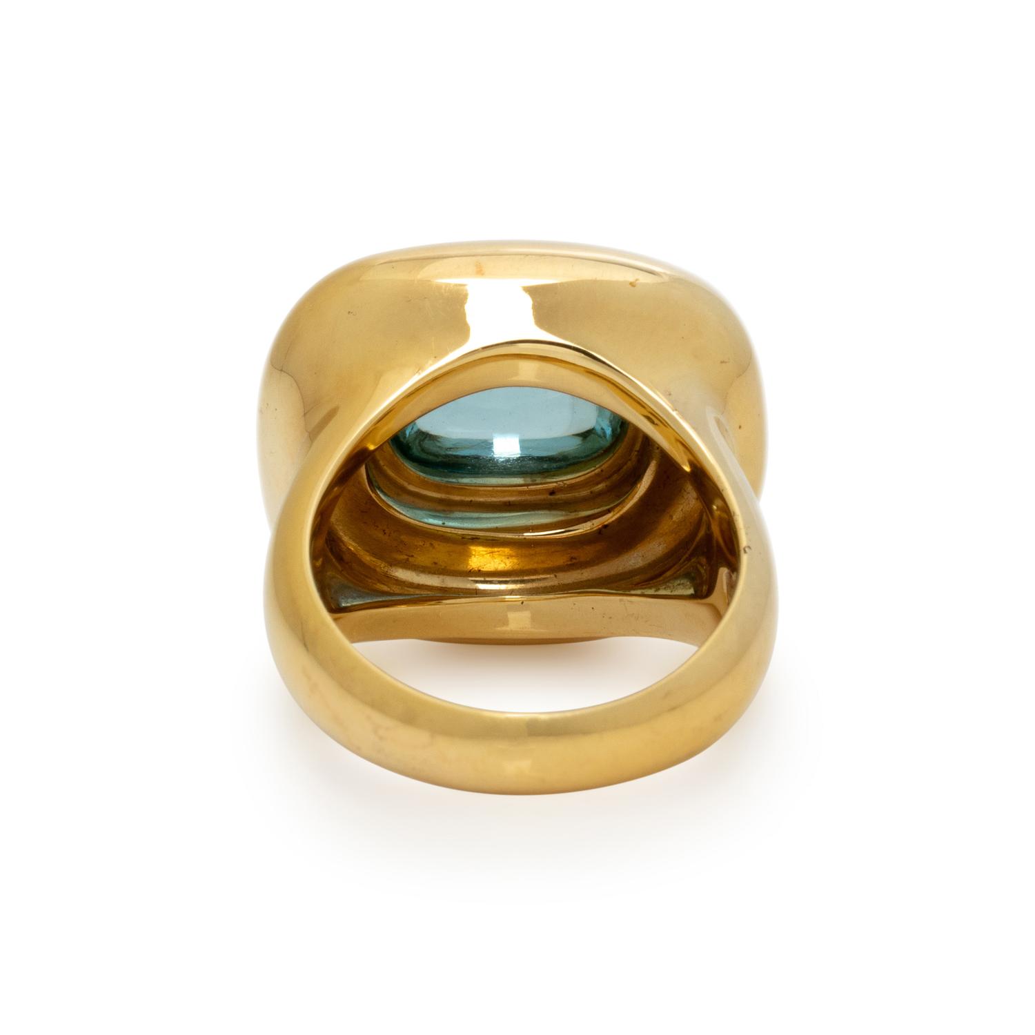 TIFFANY & CO., PALOMA PICASSO, AQUAMARINE AND YELLOW GOLD RING