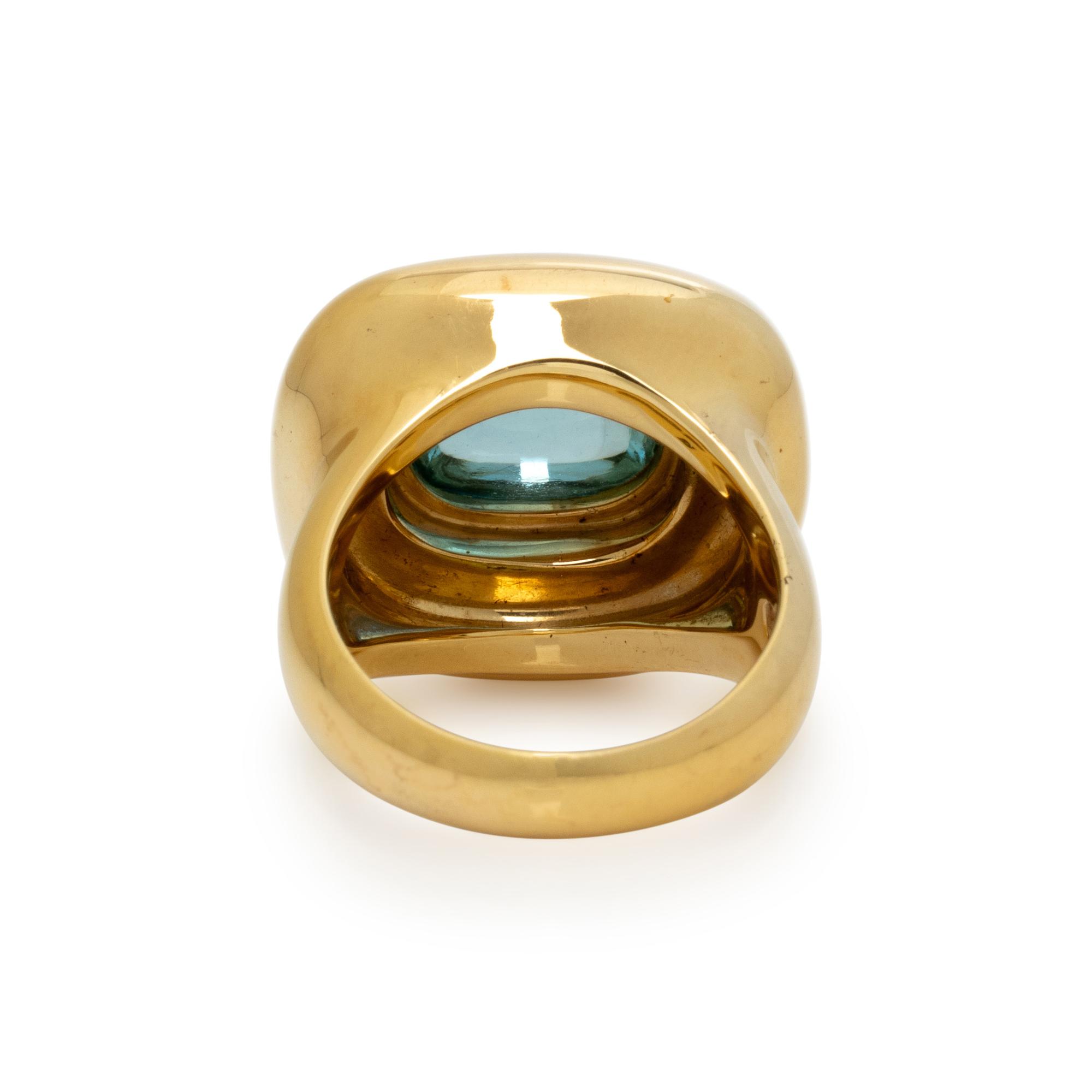 TIFFANY & CO., PALOMA PICASSO, AQUAMARINE AND YELLOW GOLD RING