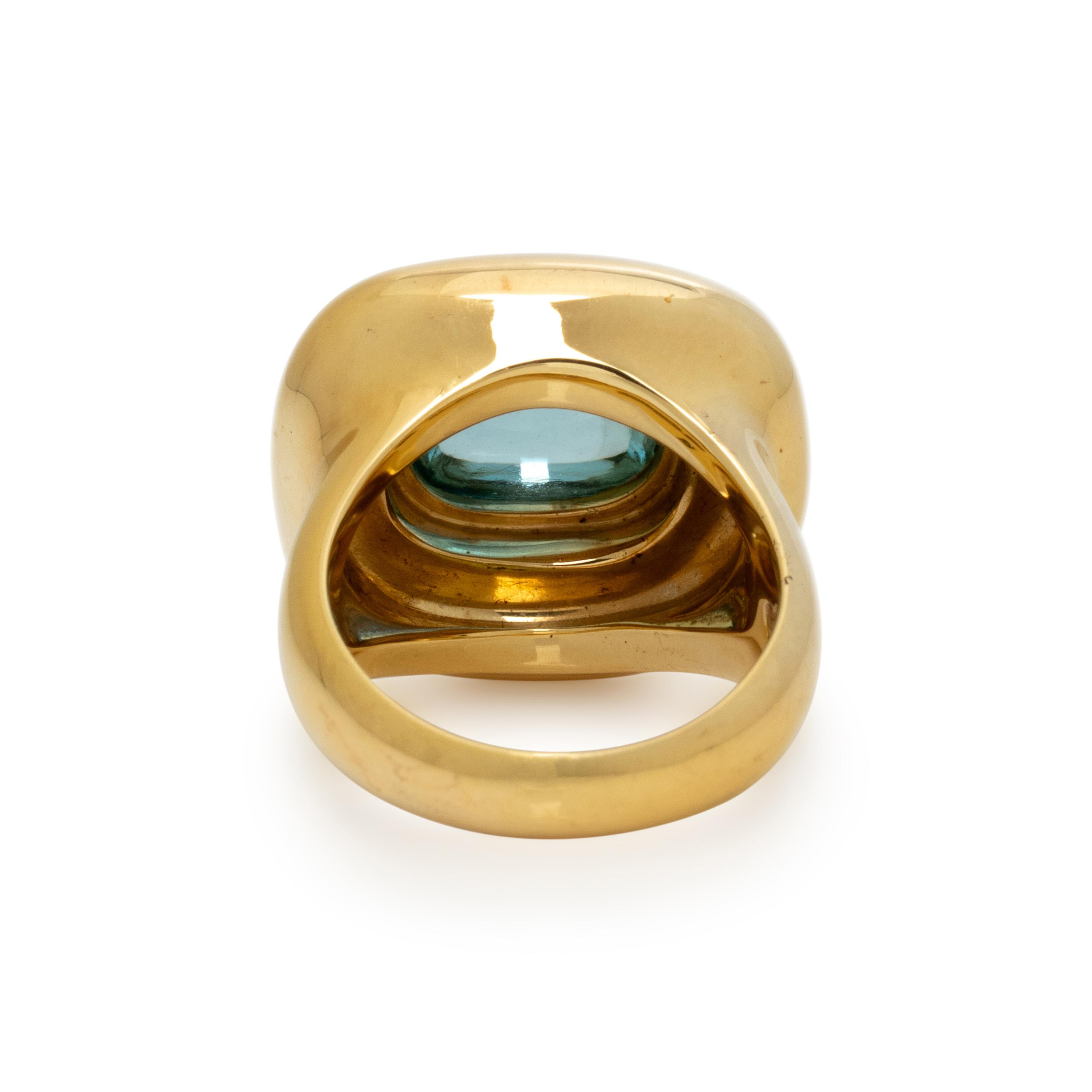TIFFANY & CO., PALOMA PICASSO, AQUAMARINE AND YELLOW GOLD RING