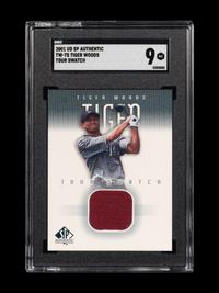 A 2001 Upper Deck SP Authentic Tiger Woods Tour Swatch TW-TS Rookie Golf Card (SGC 9 MINT)