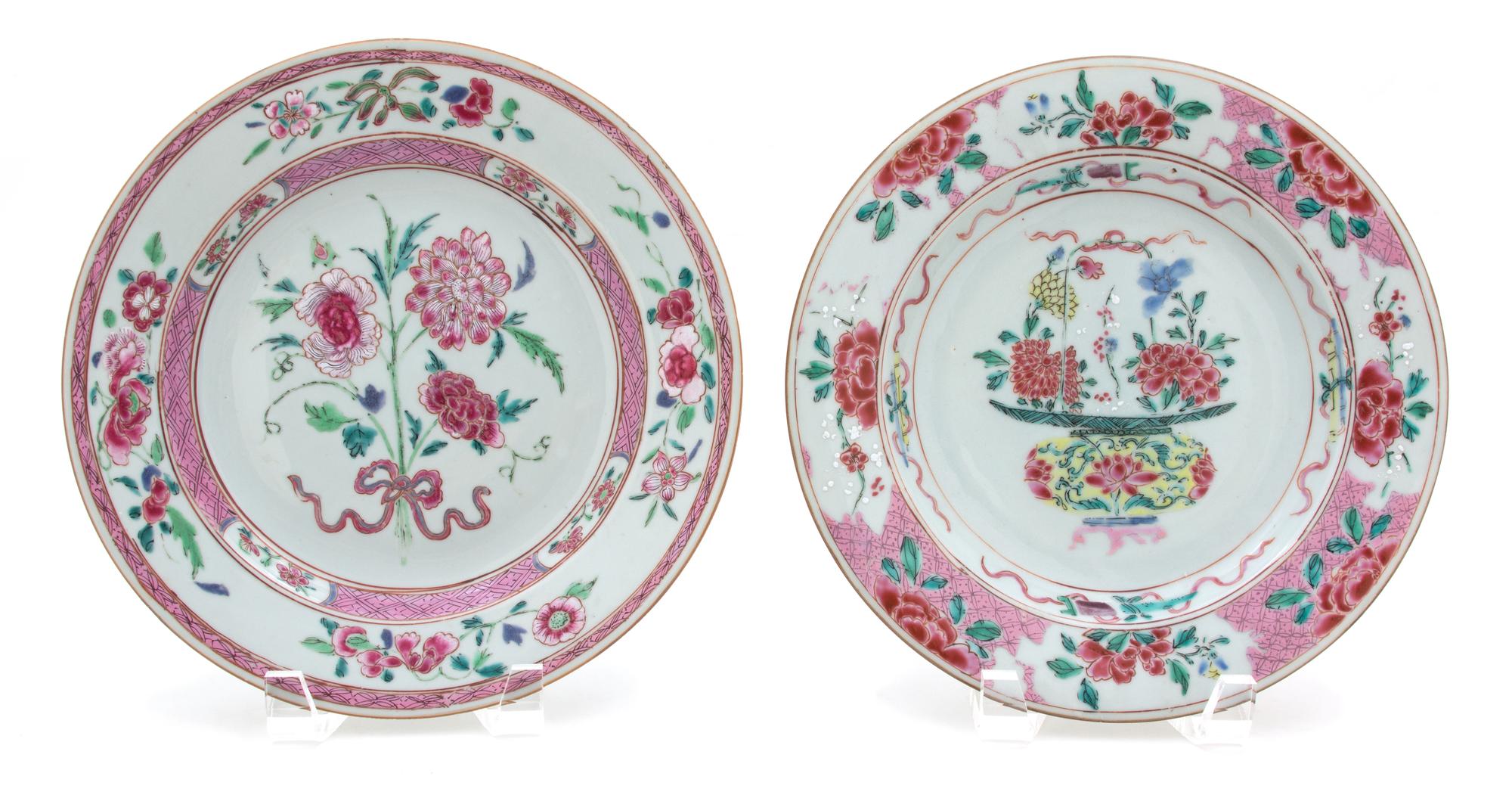 Two Chinese Export Famille Rose Porcelain Plates Diameter 9 inches. — 18TH CENTURY