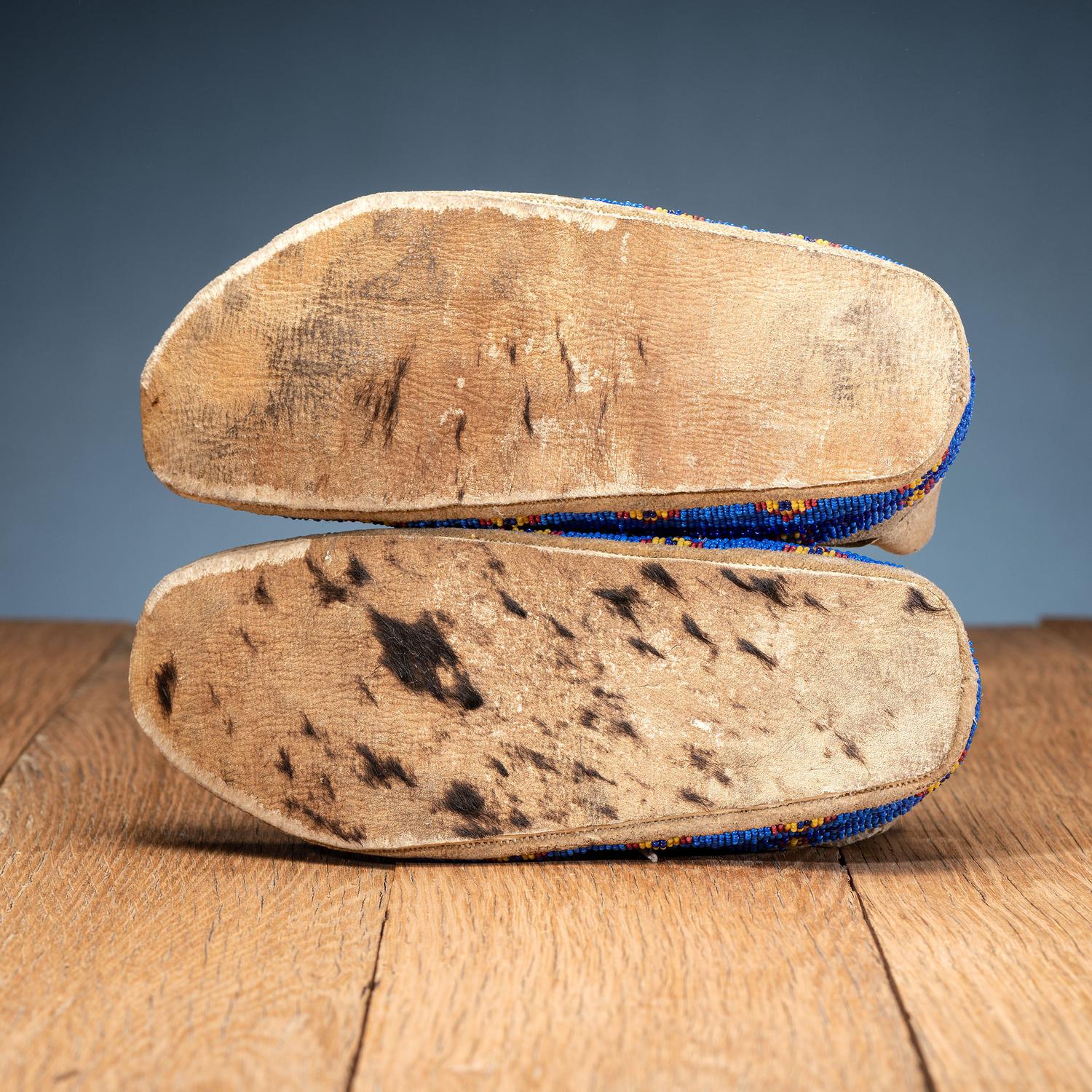 Northern Plains Beaded Hide Moccasins