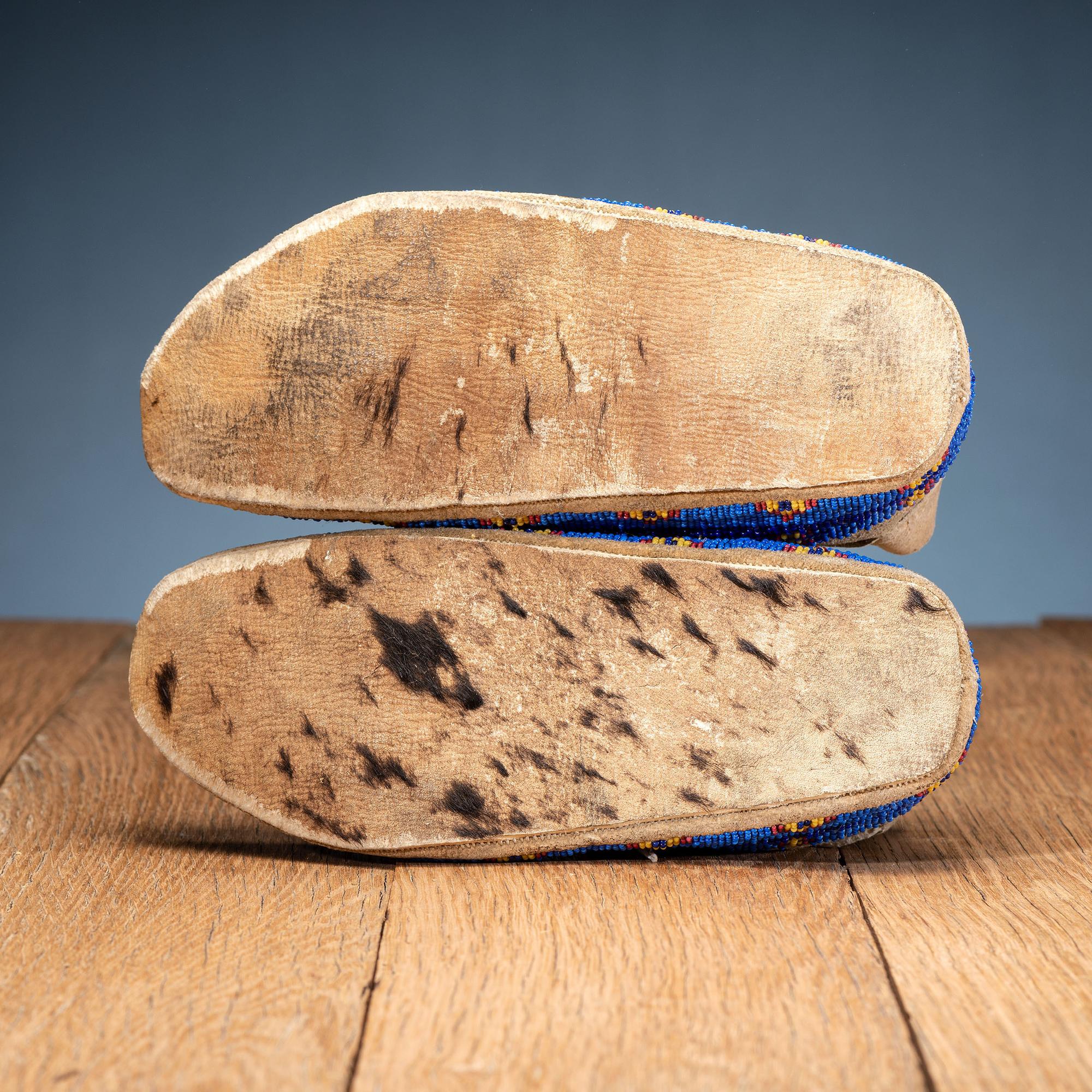 Northern Plains Beaded Hide Moccasins