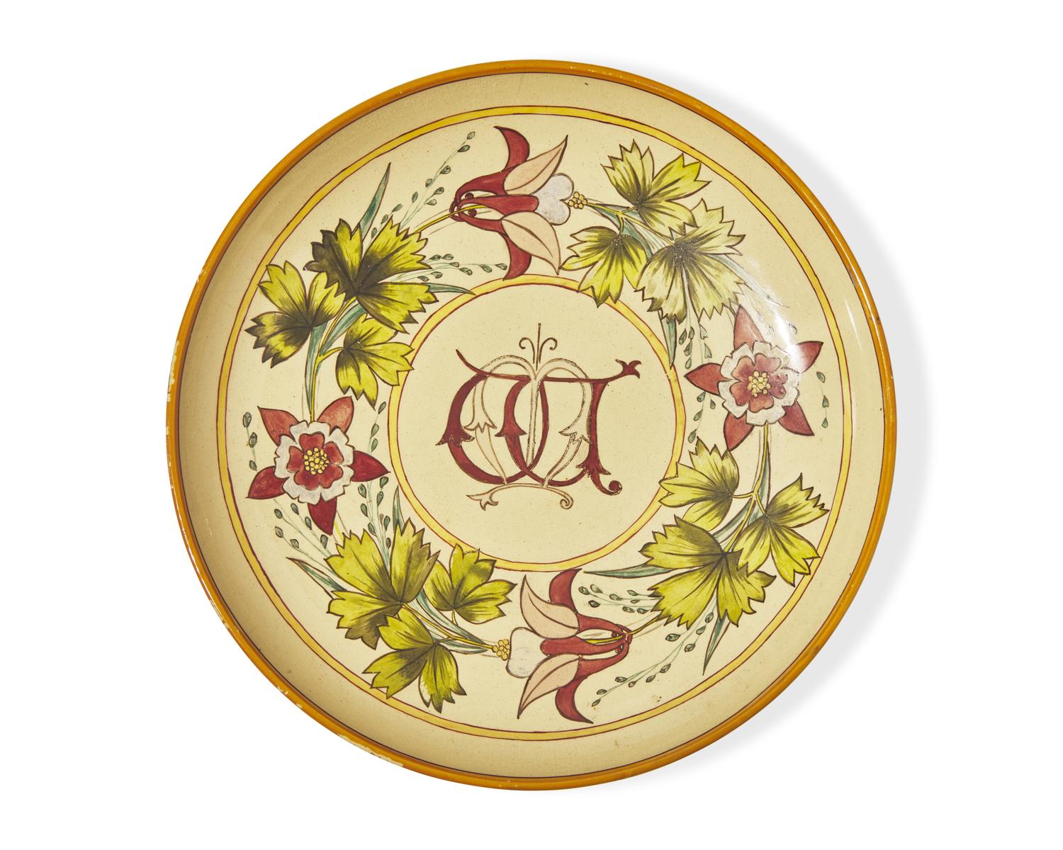 A Wedgwood Glazed Caneware Bowl with Enameled Cipher