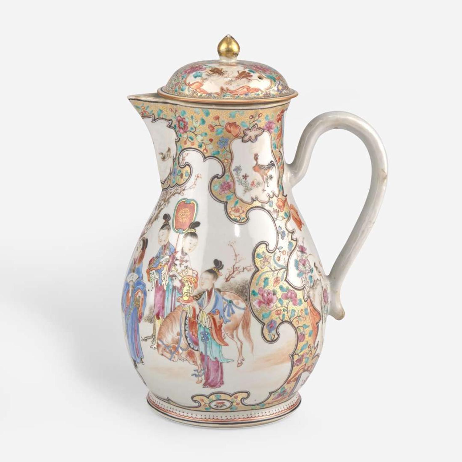 A large Chinese export famille-rose decorated porcelain jug and cover 粉彩出口瓷大盖壶 Qing dynasty, mid 18th century ? ??????