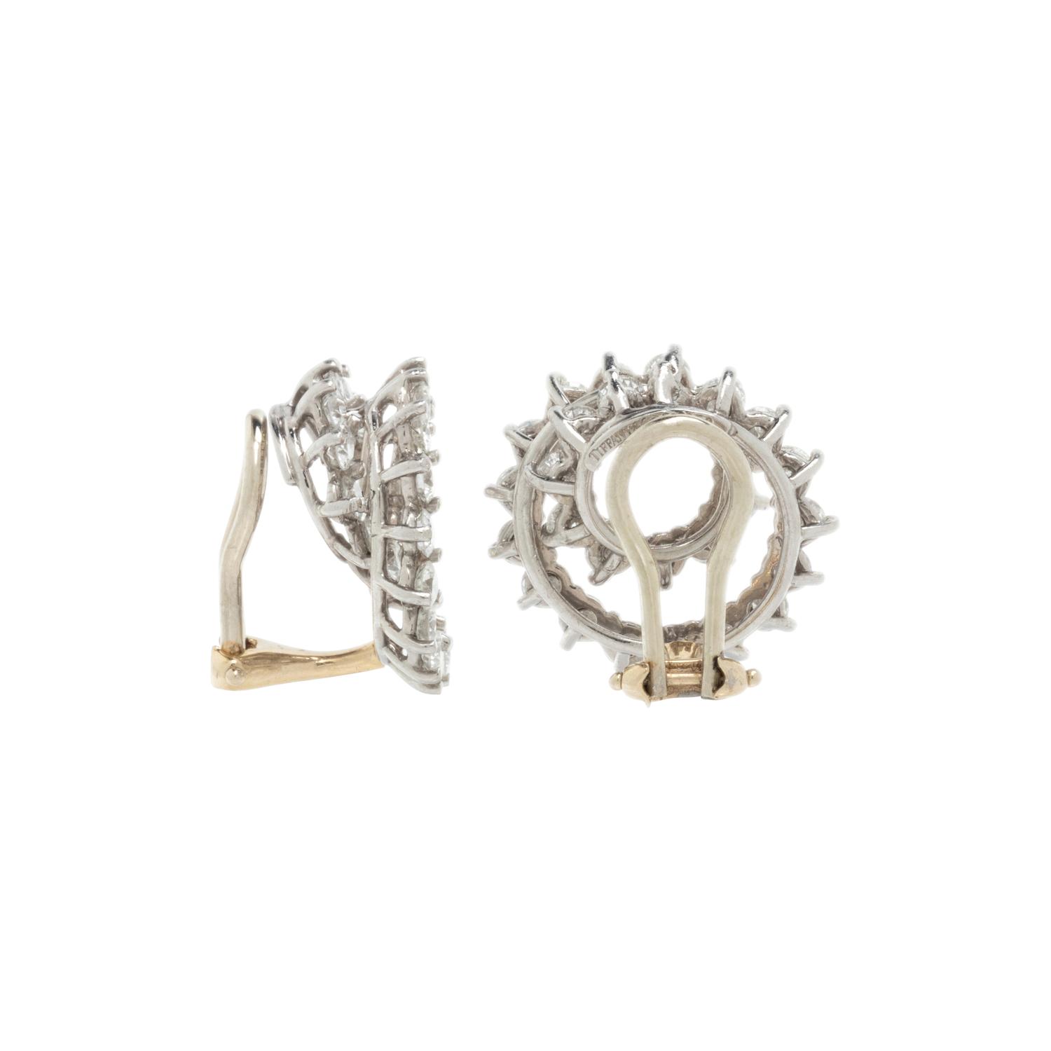 TIFFANY & CO., DIAMOND AND PLATINUM 'SWIRL' CLIP EARRINGS