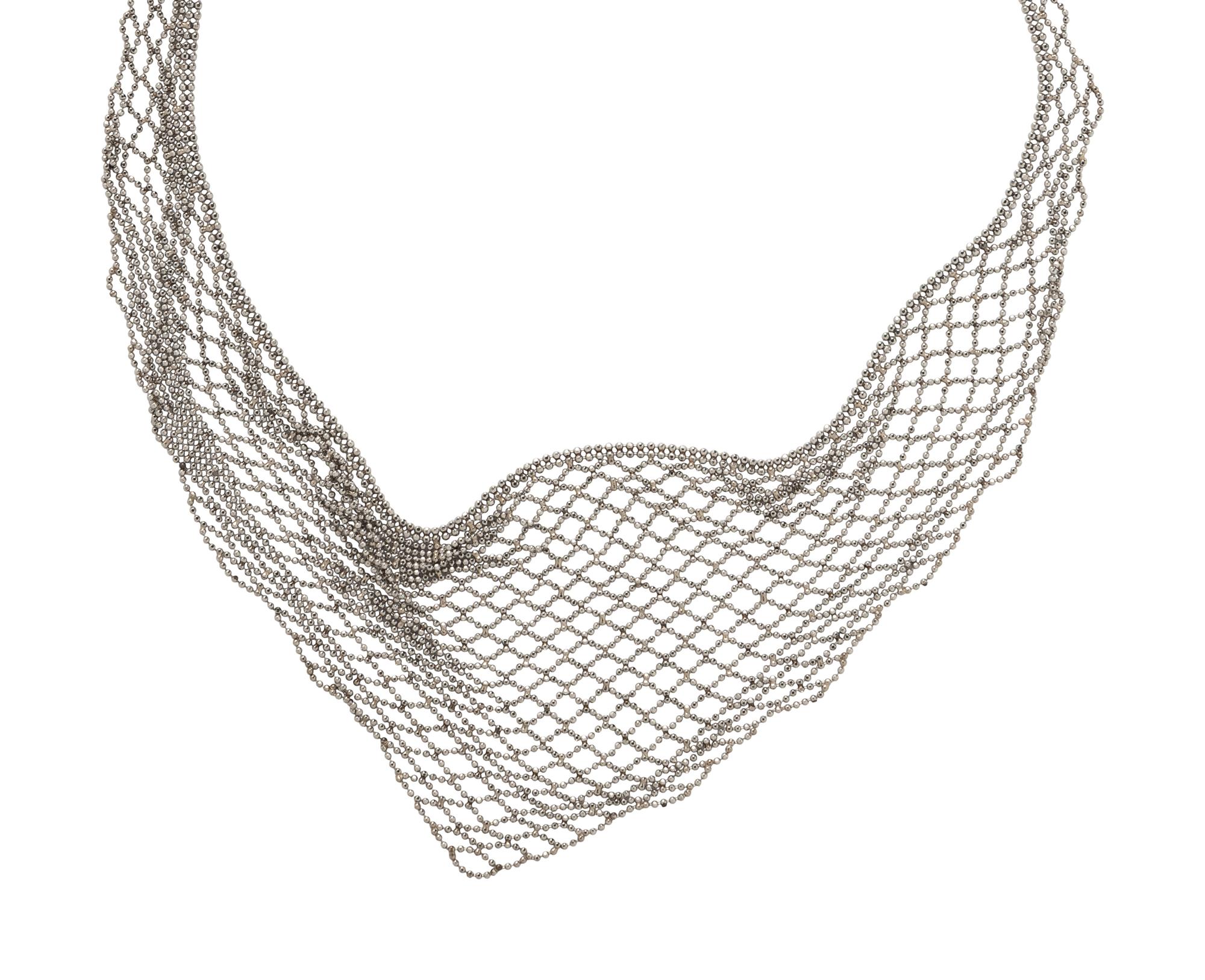 PLATINUM MESH BIB NECKLACE