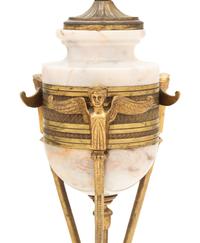 An Empire Style Gilt Bronze and Marble Cassolette Mounted as a Lamp