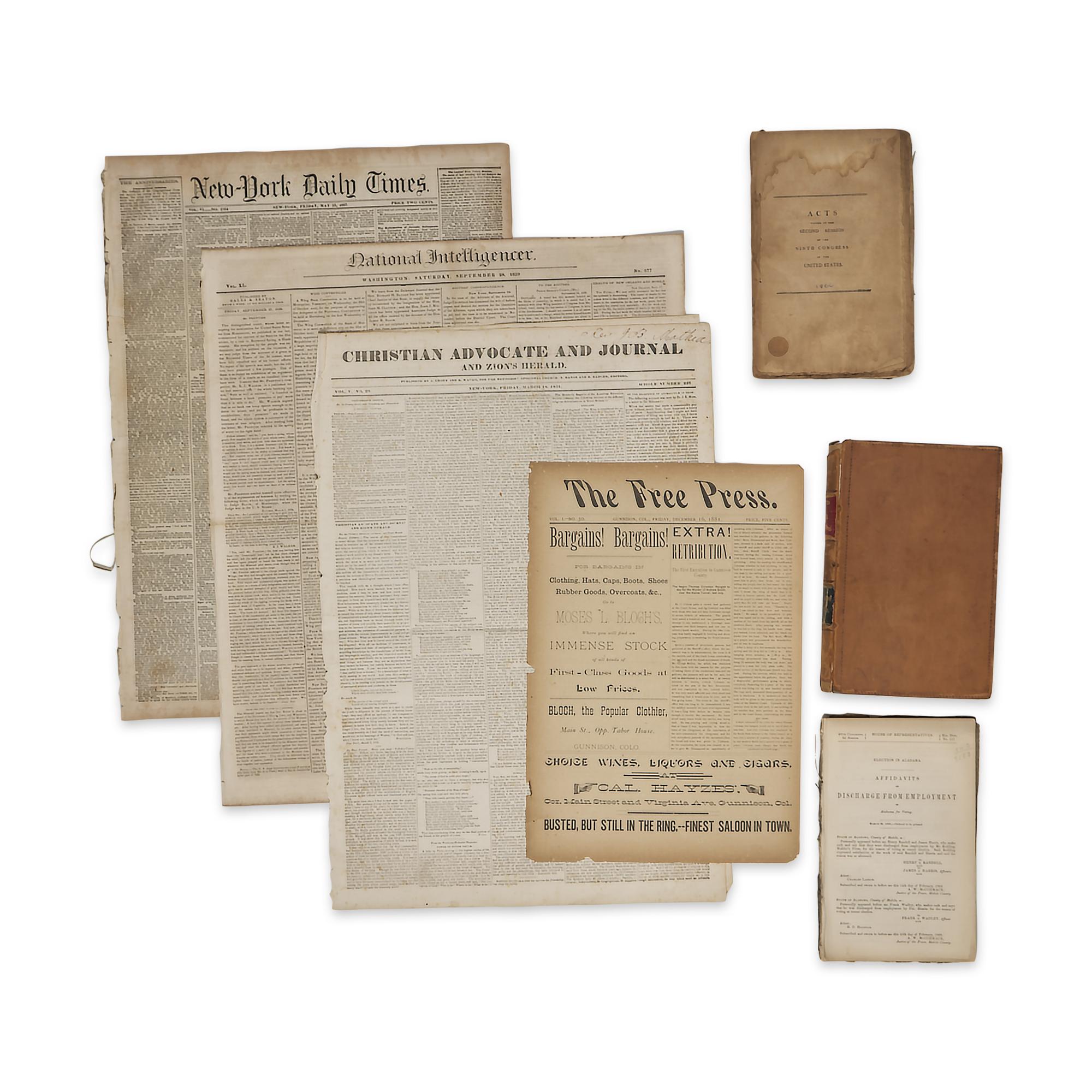 [African-Americana] Collection of 7 Books, Pamphlets, Newspapers, and Broadsides Related to African Americans, ca. 1807-81