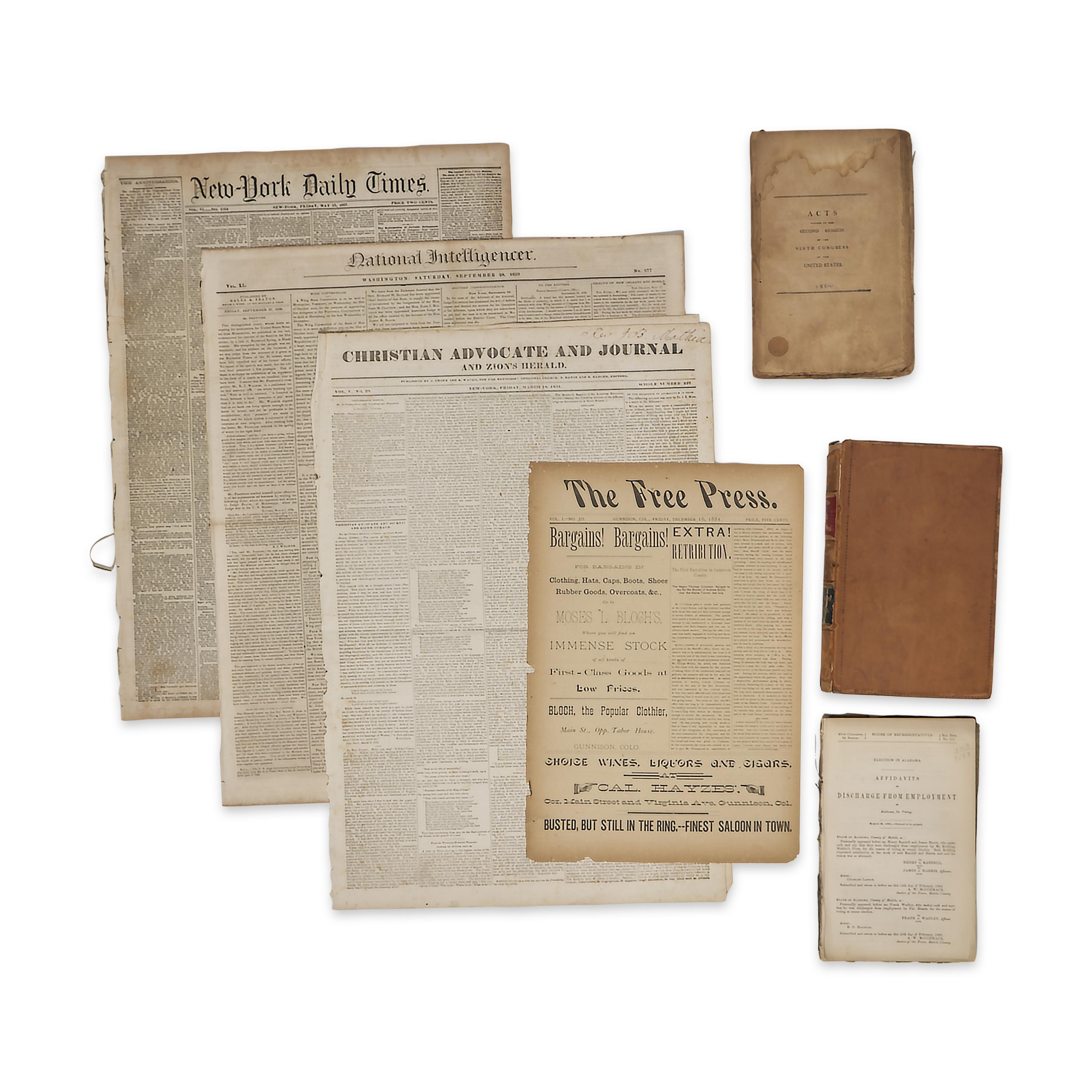 [African-Americana] Collection of 7 Books, Pamphlets, Newspapers, and Broadsides Related to African Americans, ca. 1807-81