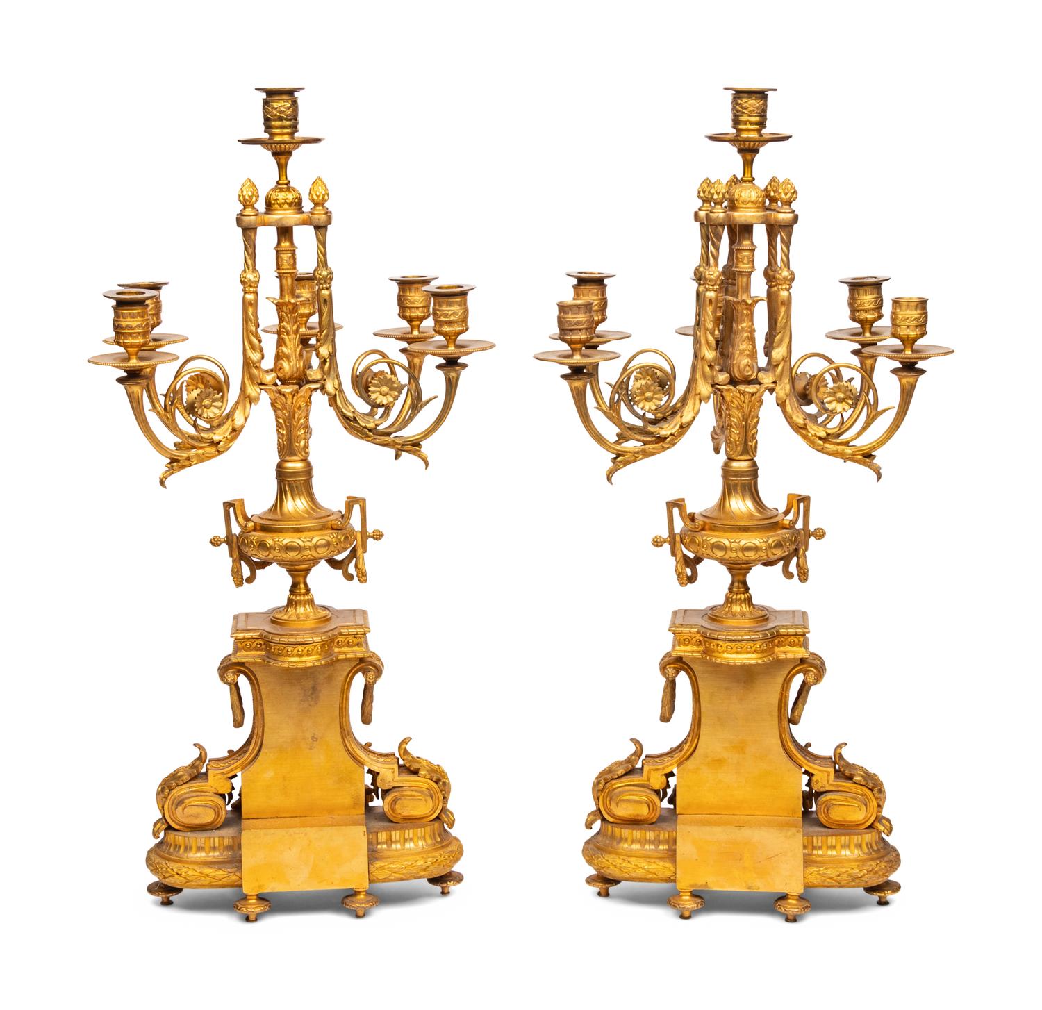A Pair of Napoleon III Gilt Bronze Candelabra