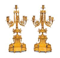 A Pair of Napoleon III Gilt Bronze Candelabra