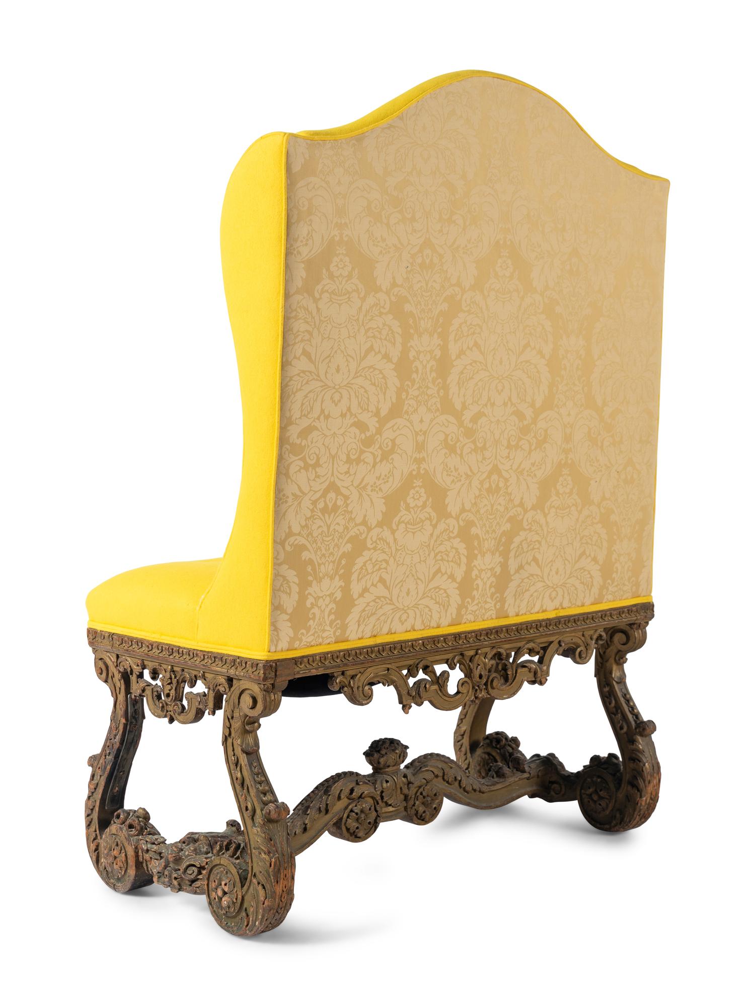 A Régence Carved and Green Painted Beechwood Hall Bench