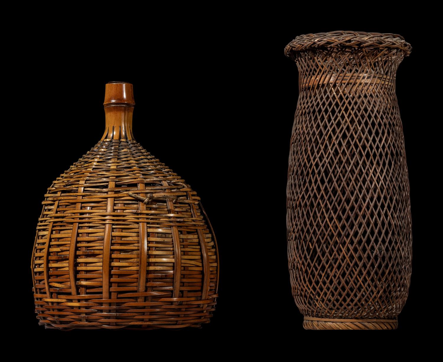 Two Japanese Ikebana Bamboo Baskets