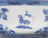 A Large Chinese Export Porcelain Blue Fitzhugh Armorial Punch Bowl Bearing the Roberts Crest