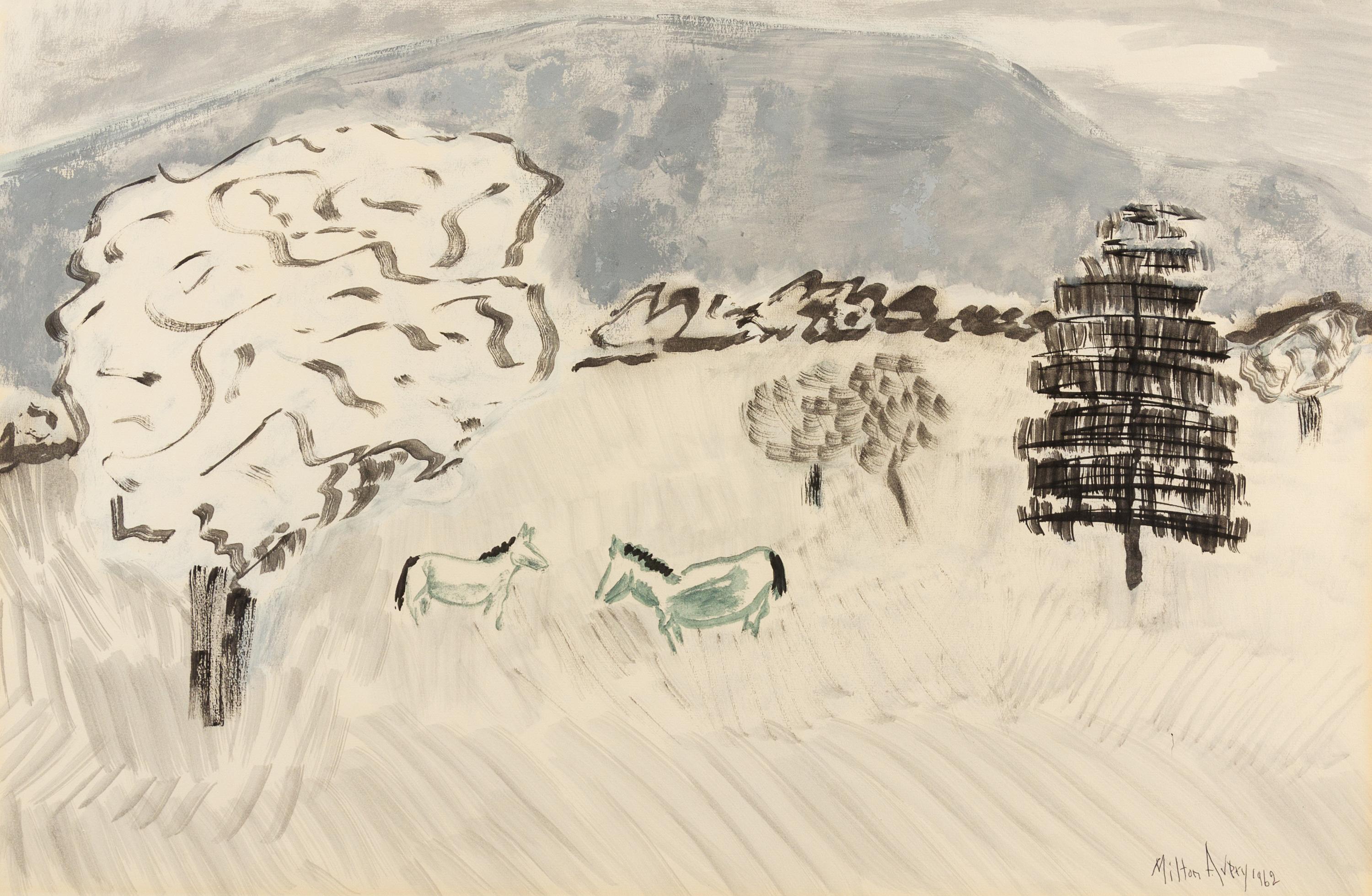 Milton Avery, (American 1885-1965), Country Horses, 1962