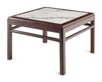 A Chinese Marble-Inset Hardwood Low Table