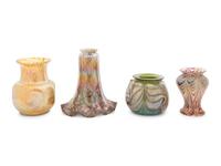 A Group of Four Iridescent Glass Articles