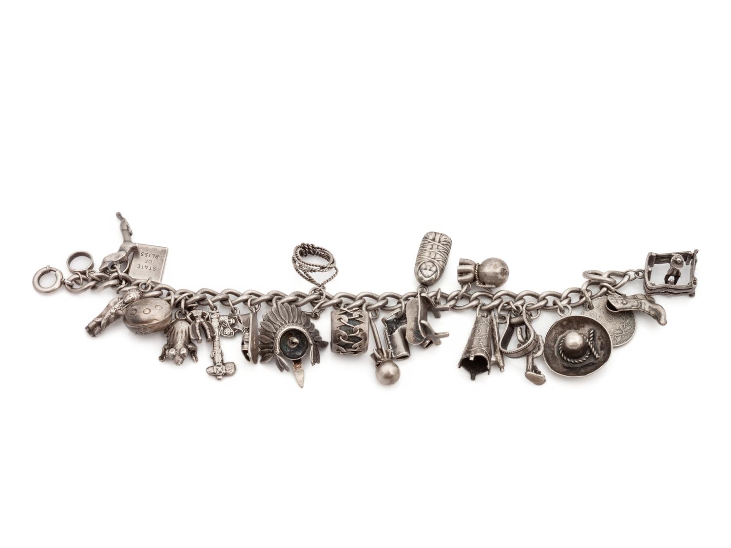 Silver Western Charm Bracelet