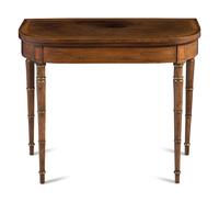 A Regency Rosewood, Satinwood and Parcel-Gilt Flip-Top Games Table