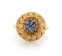 An 18 Karat Yellow Gold and Sapphire Ring, 3.40 dwts.