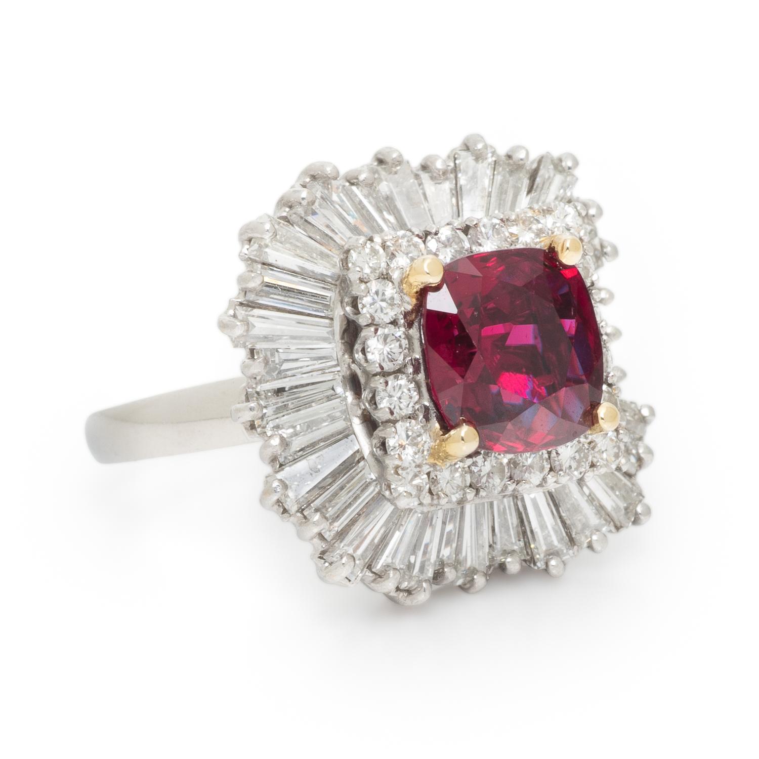 RUBY, DIAMOND, AND PLATINUM BALLERINA RING PENDANT