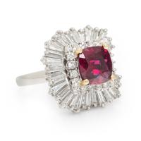 RUBY, DIAMOND, AND PLATINUM BALLERINA RING PENDANT
