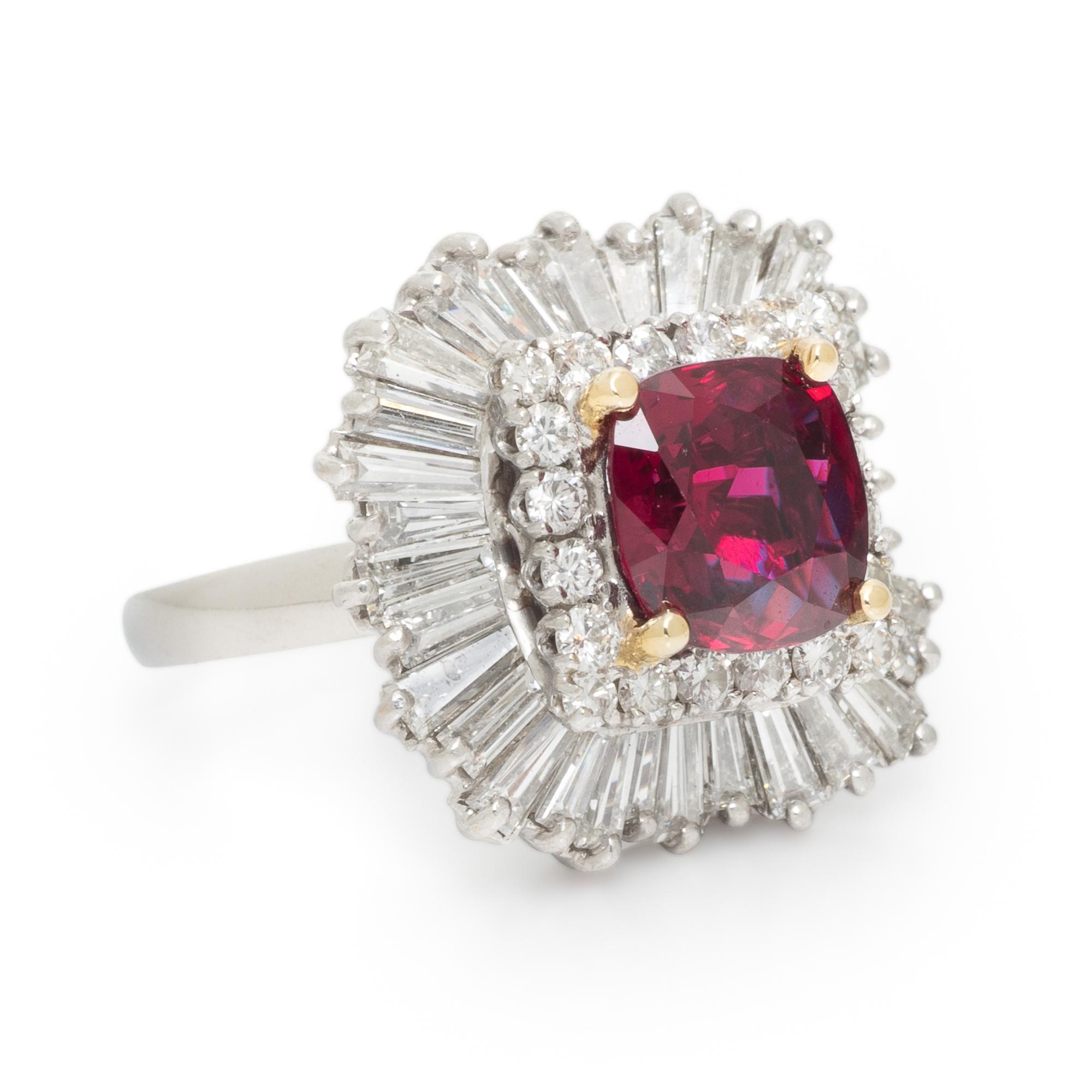 RUBY, DIAMOND, AND PLATINUM BALLERINA RING PENDANT