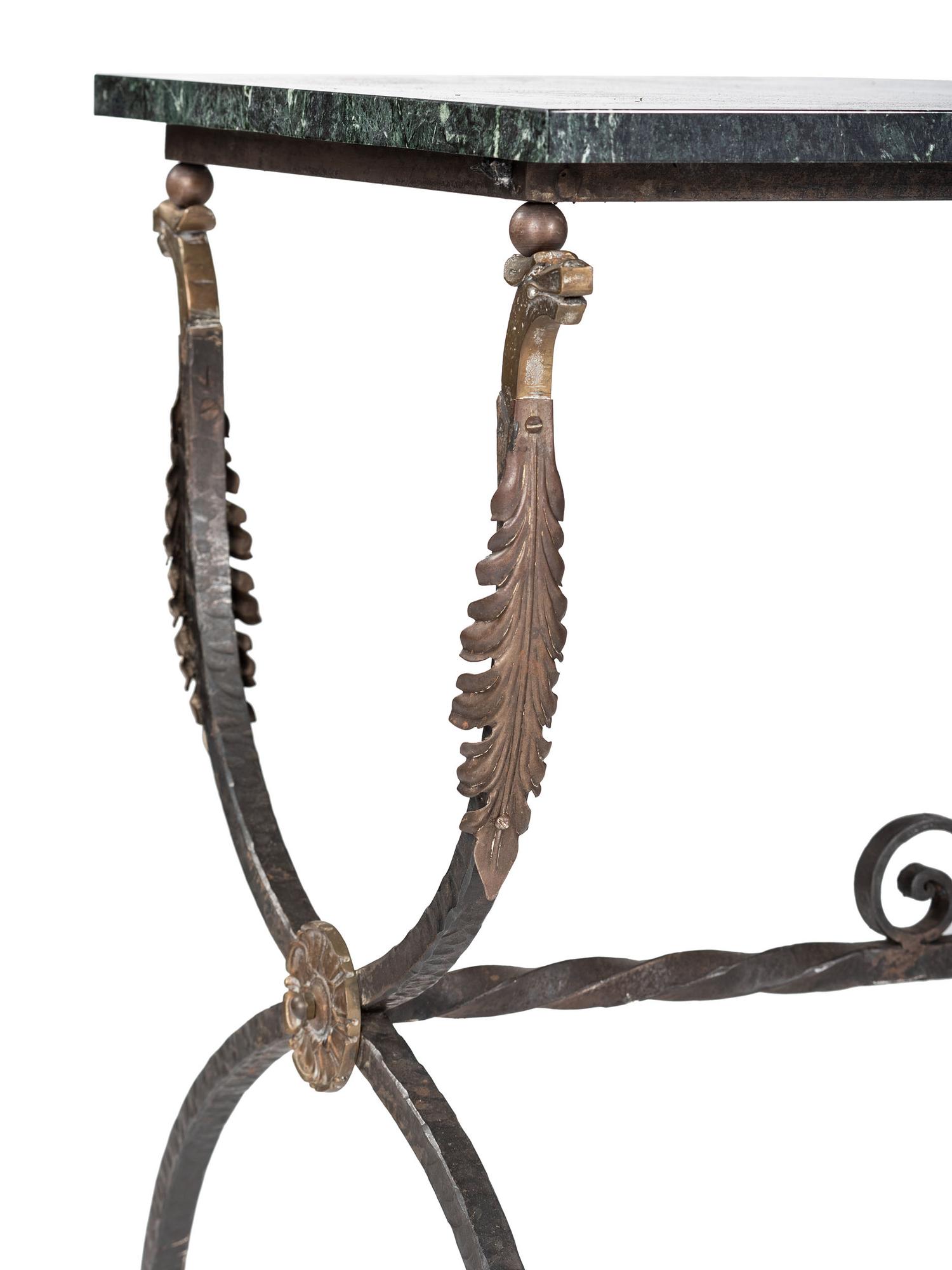 An Empire Revival Iron and Marble Top Console Table