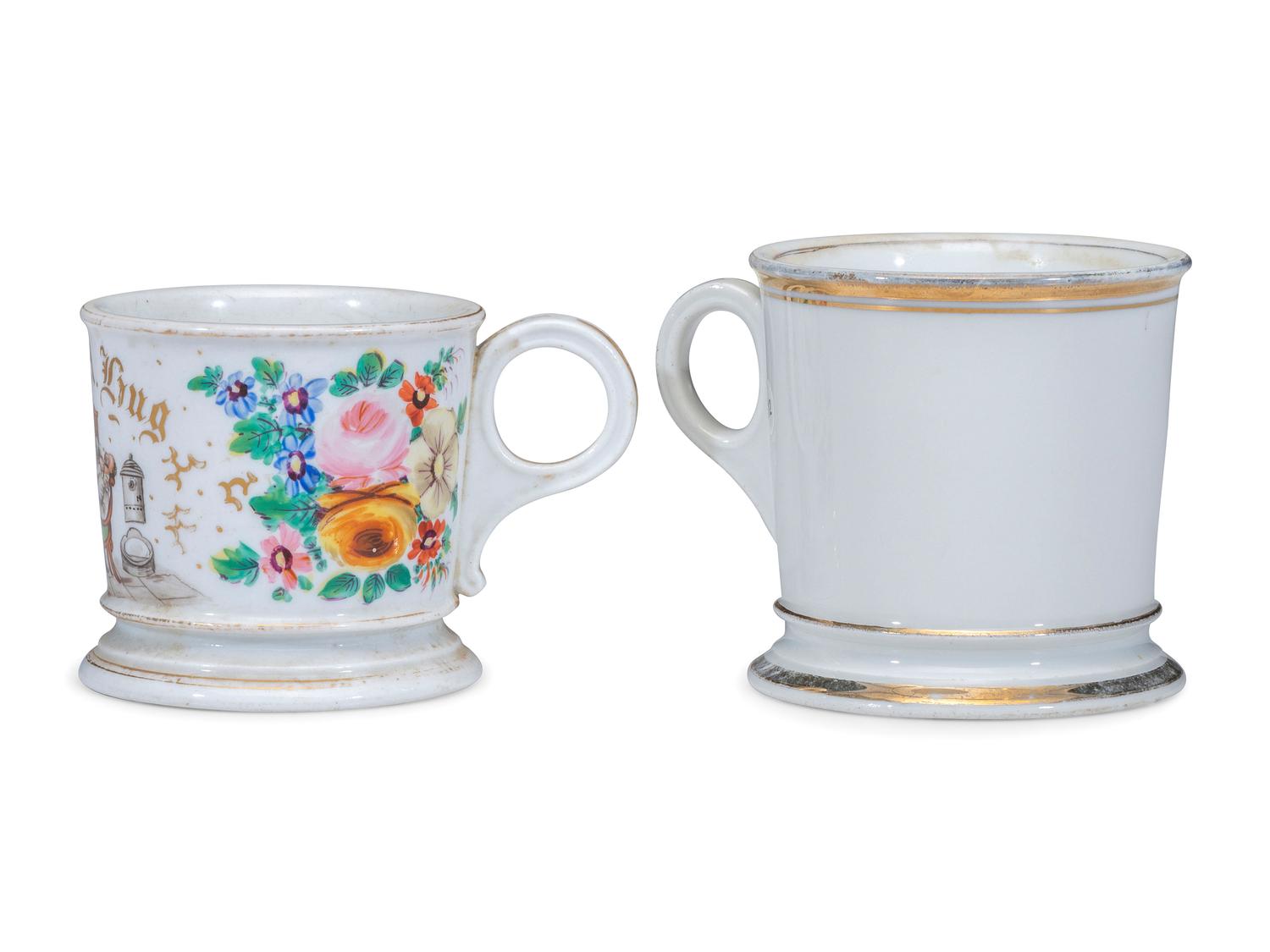 Two Barber's Porcelain Occupational Shaving Mugs