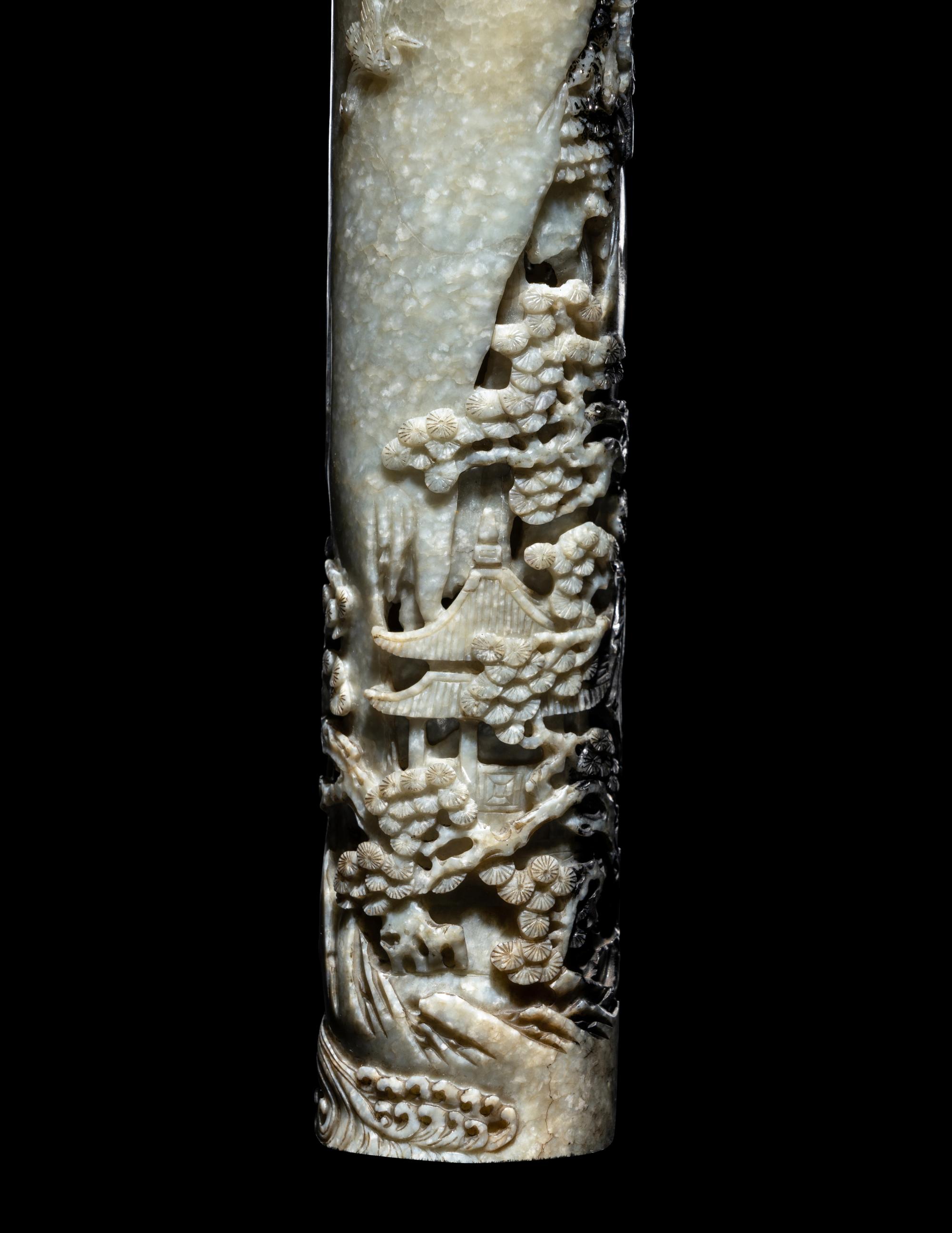 A Carved Black and White Jade Parfumier