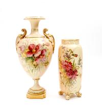 Two Worcester Porcelain Vases Height of taller 12 inches. — 1903 AND 1913