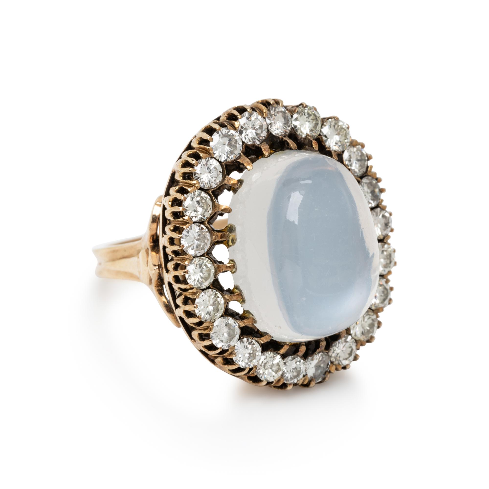 MOONSTONE AND DIAMOND RING