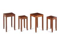 A Pair of Contemporary Walnut Two-Tier Nesting Side Tables