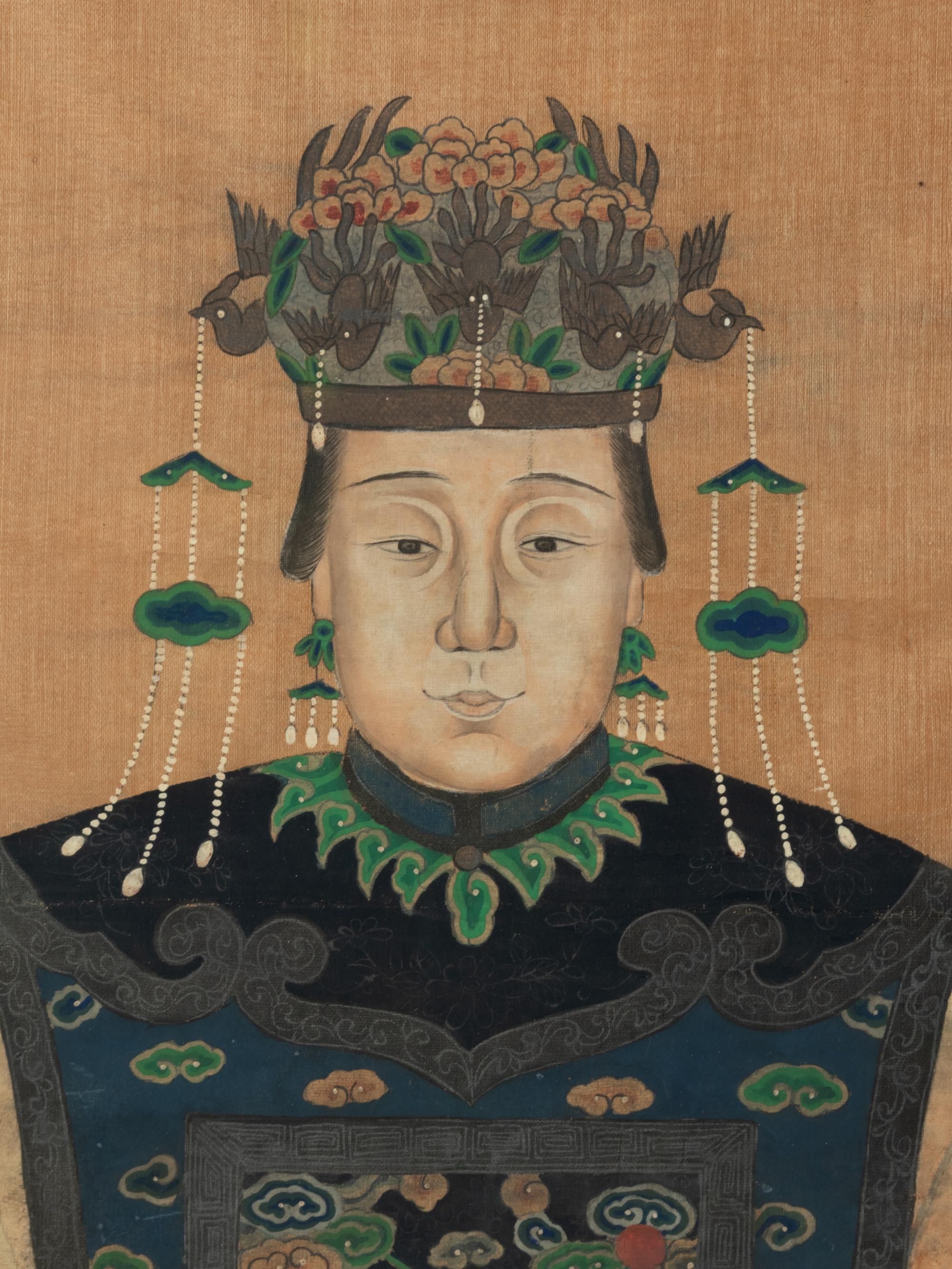 A Pair of Chinese Silk Paintings of Court Figures