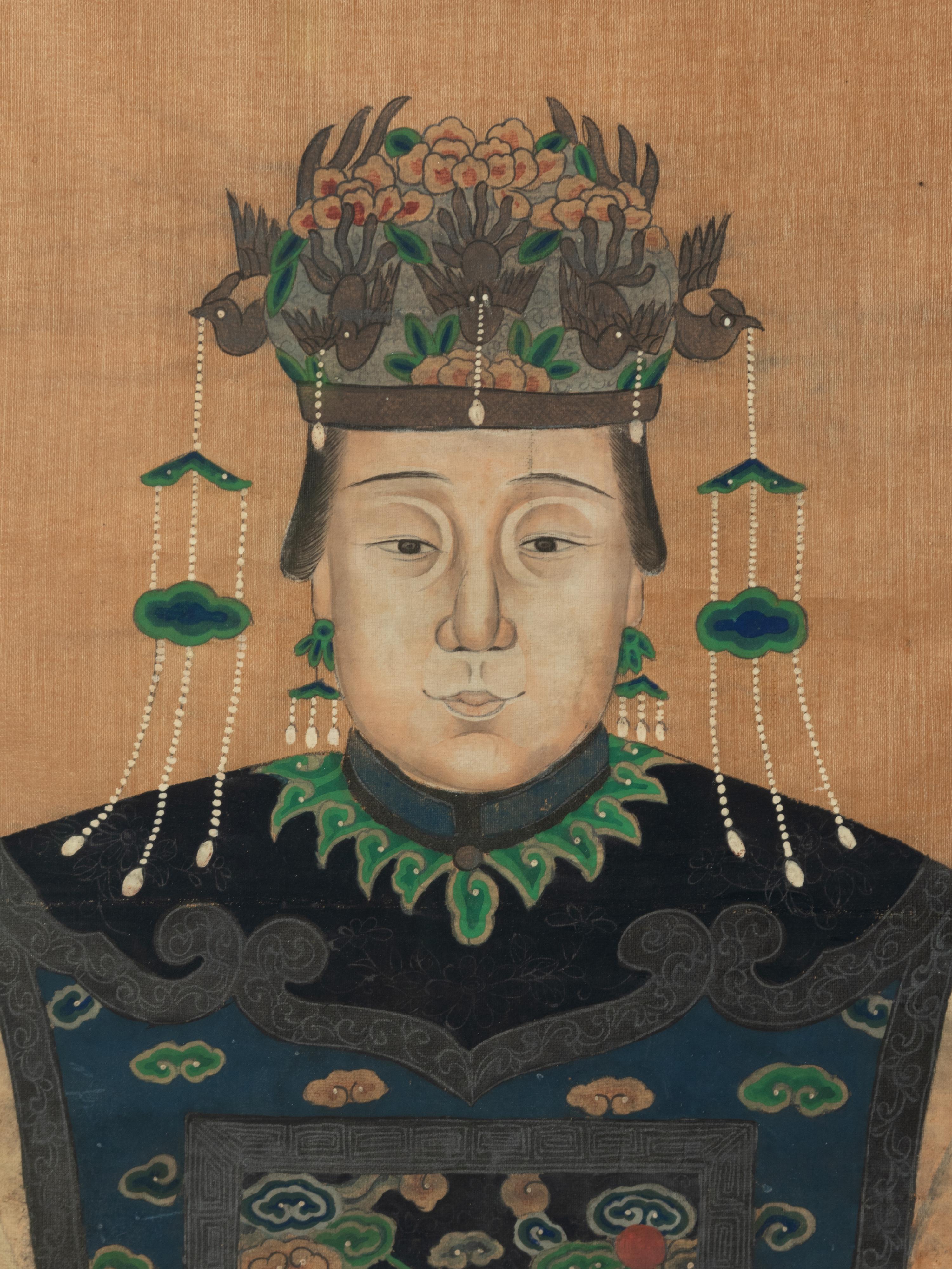 A Pair of Chinese Silk Paintings of Court Figures