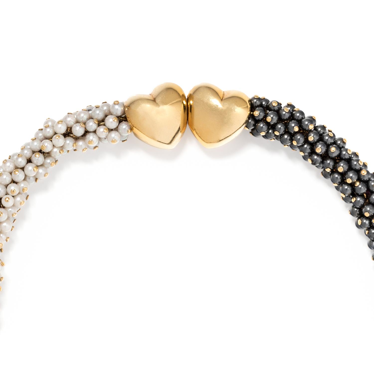 VAN CLEEF & ARPELS, CULTURED PEARL AND HEMATITE NECKLACE/BRACELET