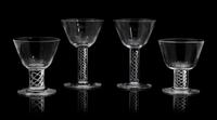 A Set of Six Steuben Goblets and Six Cordials Height of taller 5 inches.