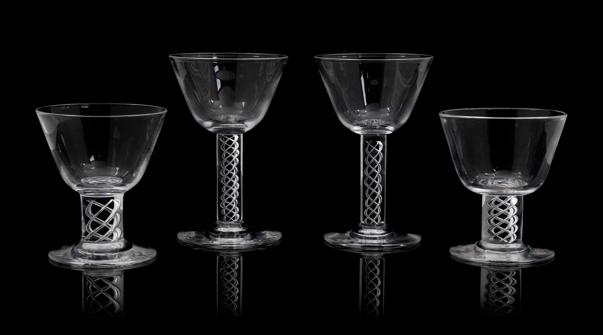 A Set of Six Steuben Goblets and Six Cordials Height of taller 5 inches.