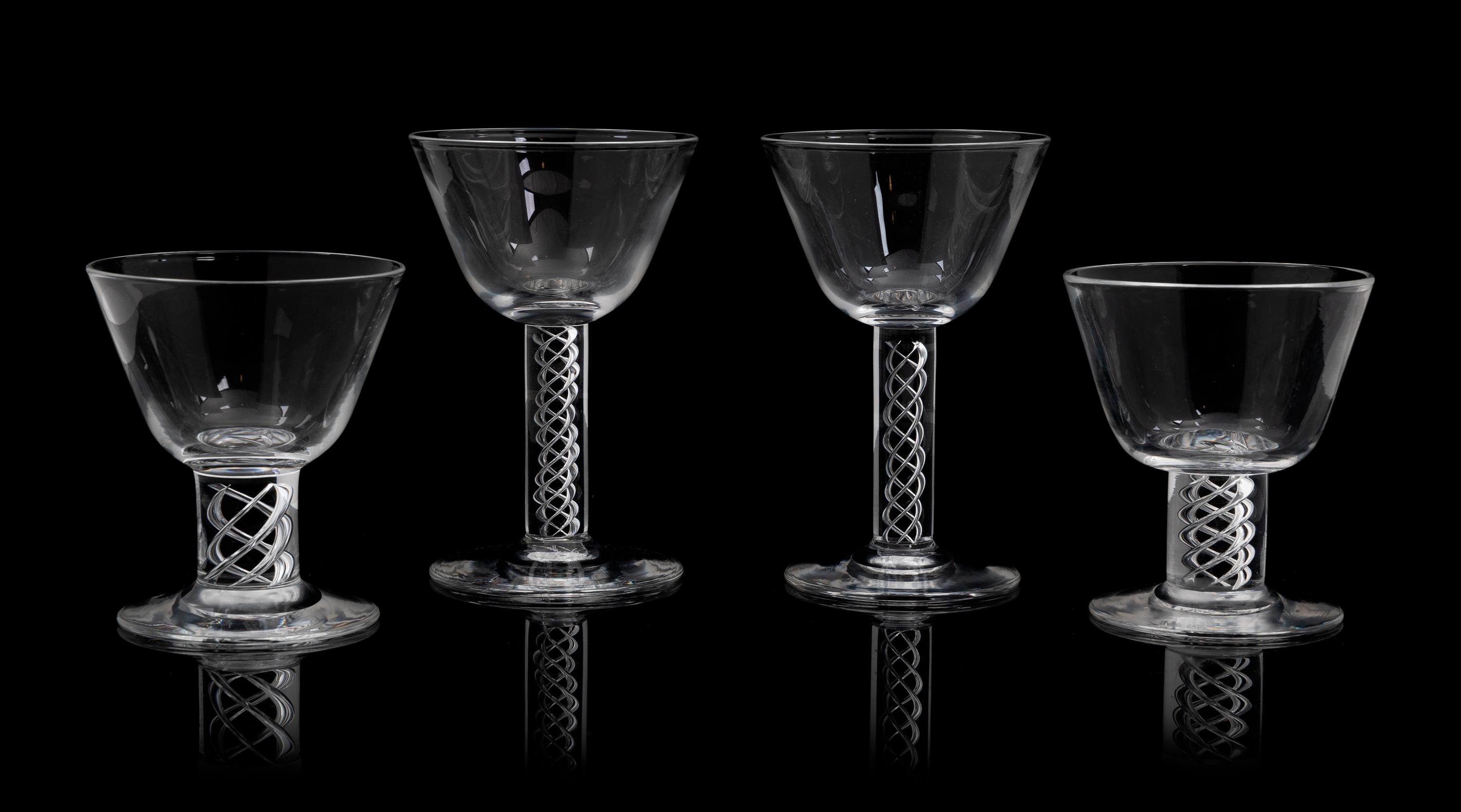 A Set of Six Steuben Goblets and Six Cordials Height of taller 5 inches.