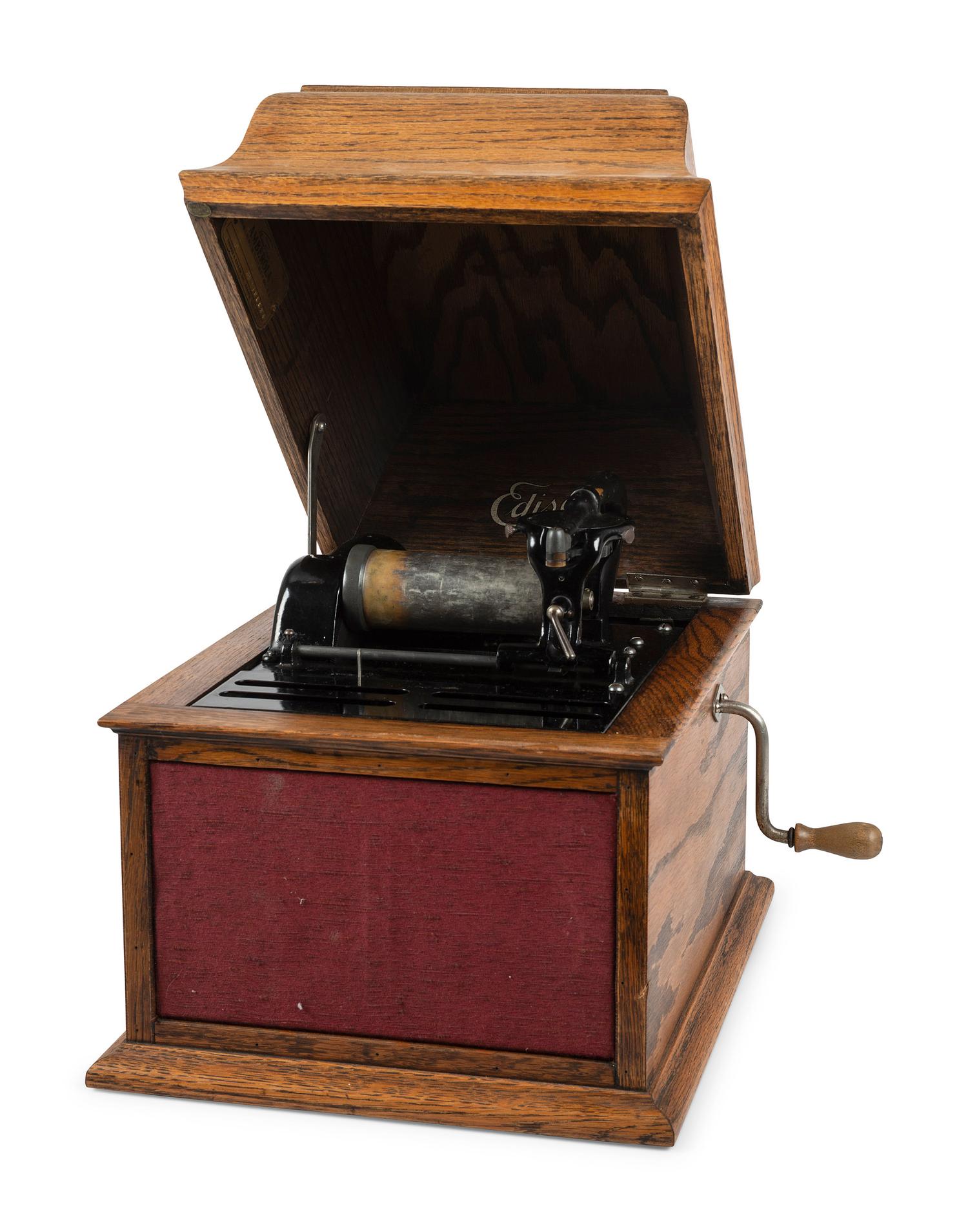 An Edison Amberola Table Top Phonograph With over 100 Amberol Records