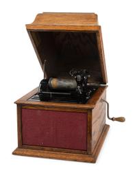 An Edison Amberola Table Top Phonograph With over 100 Amberol Records