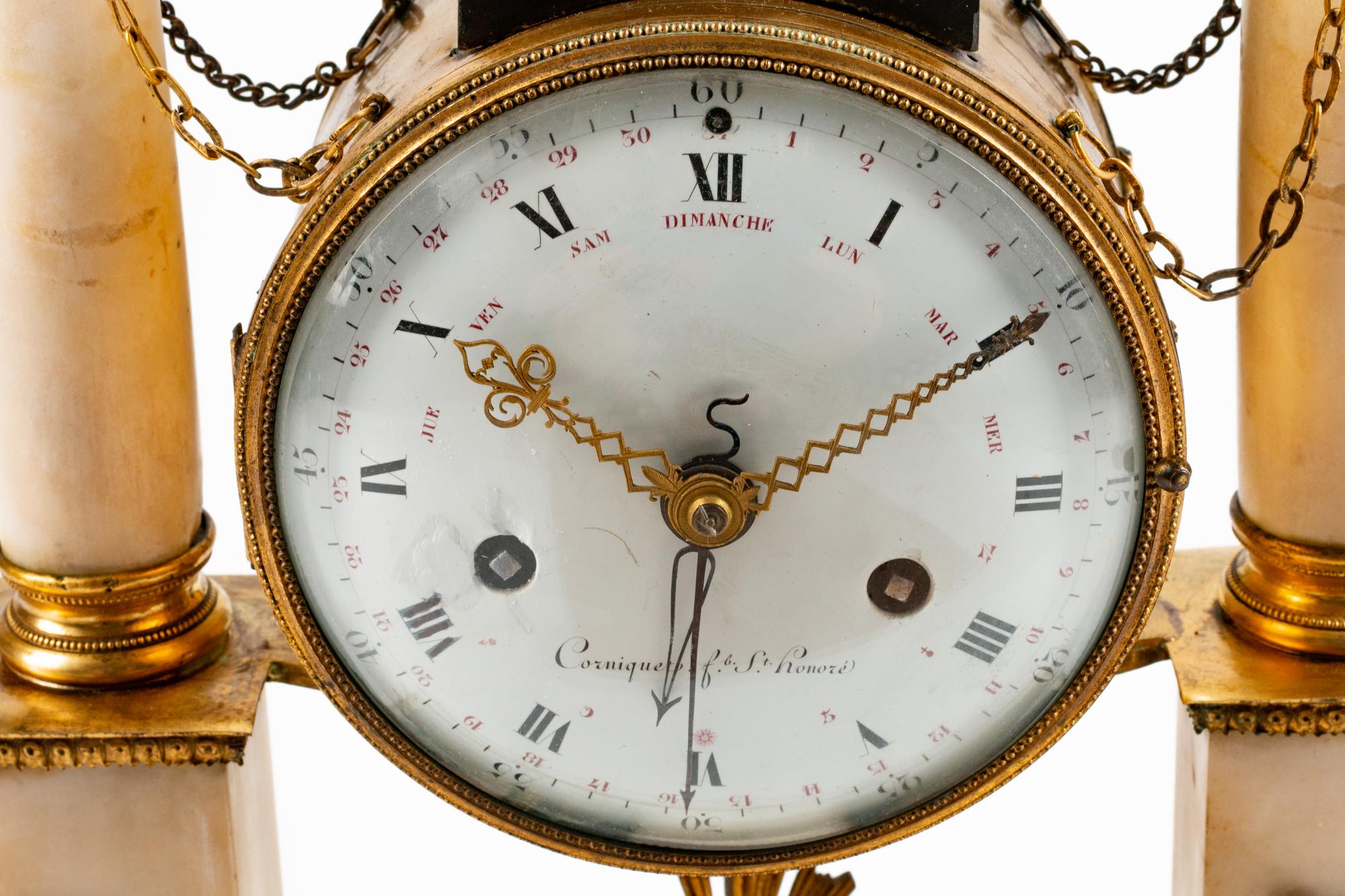A Louis XVI Style Gilt-Bronze-Mounted Bisque and Marble Mantel Clock — THE DIAL INSCRIBED CORNIQUER, ST. HONORE, 19TH CENTURY