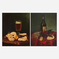 Andrew John Henry Way (American, 1826–1888) Still Life with Oysters, Pint of Beer and Lemon; together with a Companion