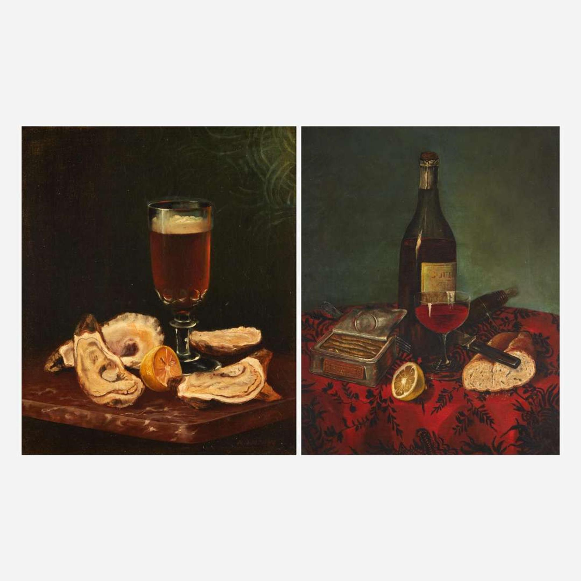 Andrew John Henry Way (American, 1826–1888) Still Life with Oysters, Pint of Beer and Lemon; together with a Companion