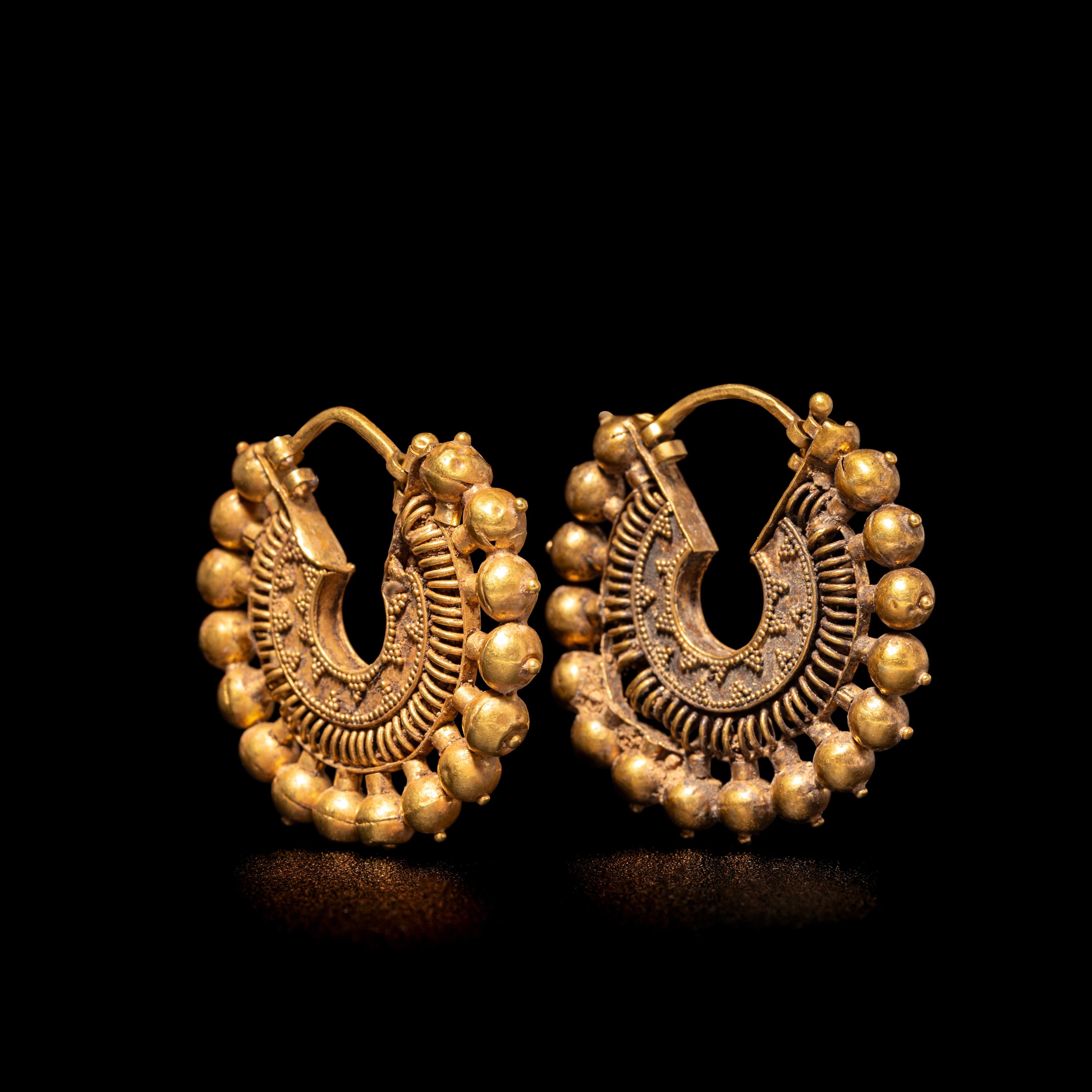 A Pair of Phoenician or Achaemenid Gold Hoop Earrings