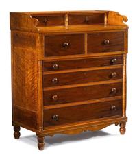 Figured maple and mahogany chest of drawers pennsylvania, first half 19th century